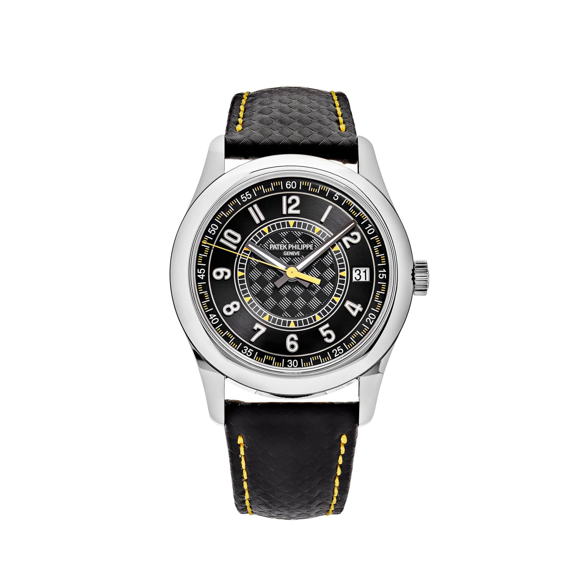 Patek Philippe Calatrava 6007G-001 White Gold Black Dial Yellow Accents