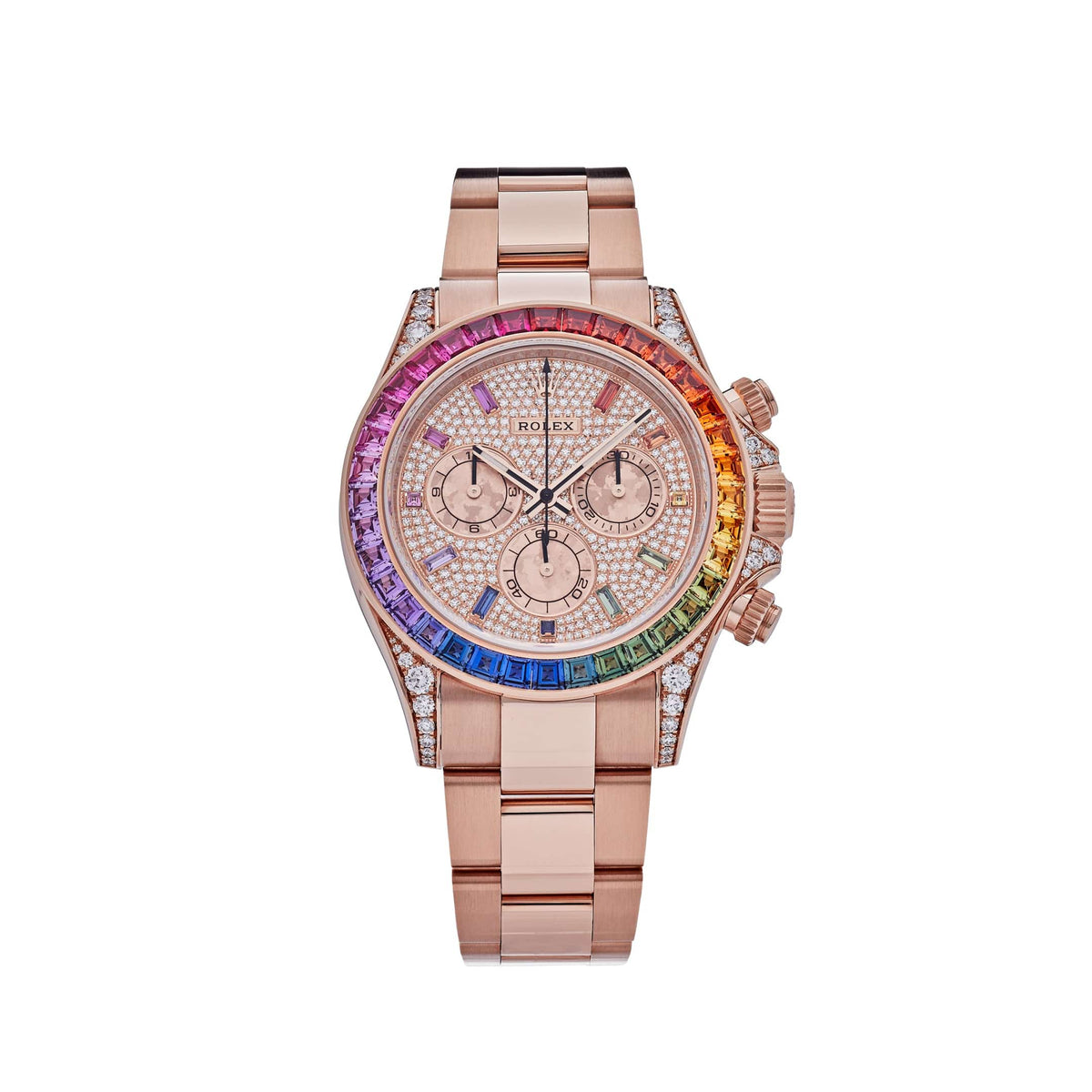 Rolex Daytona 116595RBOW 'Rainbow' Rose Gold Pave Diamond Dial Sapphire Bezel
