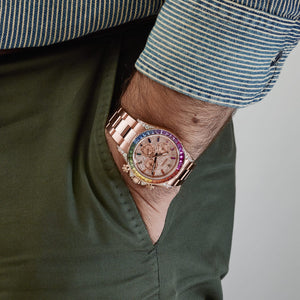 Rolex Daytona 126595RBOW 'Rainbow' Rose Gold Pave Diamond Dial Sapphire Bezel (2024) — foto 3