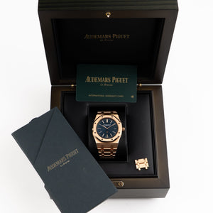 Audemars Piguet Royal Oak 15202OR.OO.1240OR.01 'Jumbo' Extra-Thin Rose Gold Blue Dial (2019) — foto 5