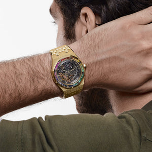 Audemars Piguet Royal Oak 15412BA.YG.1224BA.01 Frosted Yellow Gold Double Balance Wheel Rainbow Bezel — foto 2