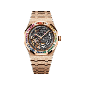 Audemars Piguet Royal Oak 15412OR.YG.1224OR.01-B Double Balance Wheel Frosted Rose Gold Openworked Dial Rainbow Bezel — foto 1