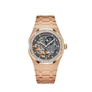 Audemars Piguet Royal Oak 15412OR.ZZ.1220OR.01 Double Balance Wheel Openworked Rose Gold Baguette Bezel (2021) — foto 1
