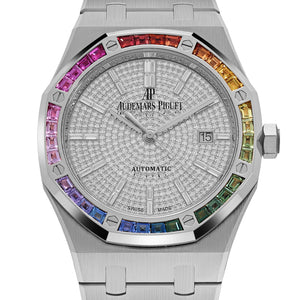 Audemars Piguet Royal Oak 15413BC.YY.1220BC.01 White Gold Rainbow Sapphires Bezel Diamond Dial Limited Production (2022) — foto 4