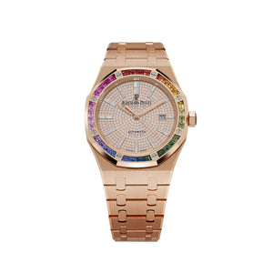 Audemars Piguet Royal Oak 15413OR.YY.1220OR.01 Rose Gold Rainbow Sapphires Bezel Diamond Dial (2021) — foto 1