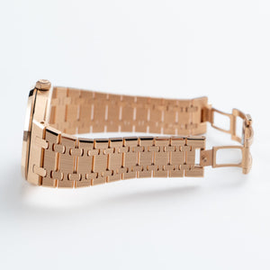 Audemars Piguet Royal Oak 15413OR.YY.1220OR.01 Rose Gold Rainbow Sapphires Bezel Diamond Dial (2021) — foto 9