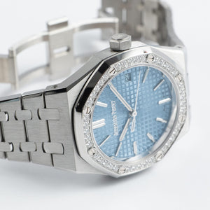 Audemars Piguet Royal Oak 15551ST.ZZ.1356ST.04 'Ladies' Stainless Steel Light Blue Dial Diamond Bezel (2024) — foto 7