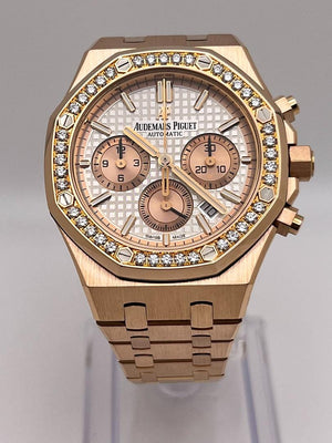 Audemars Piguet Royal Oak 26315OR.ZZ.1256OR.01 Chronograph Rose Gold Silver Dial Diamond Bezel — foto 2