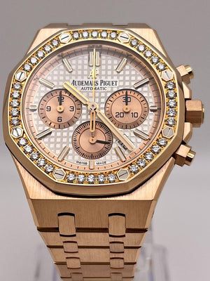 Audemars Piguet Royal Oak 26315OR.ZZ.1256OR.01 Chronograph Rose Gold Silver Dial Diamond Bezel — foto 4