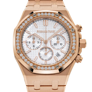 Audemars Piguet Royal Oak 26715OR.ZZ.1356OR.01 Chronograph Rose Gold Silver Dial Diamond Bezel — foto 4