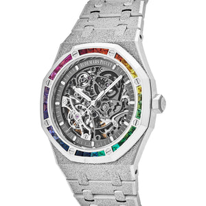 Audemars Piguet Royal Oak 15412BC.YG.1224BC.03 Double Balance Wheel Rainbow Bezel Frosted White Gold — foto 2