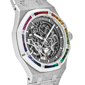 Audemars Piguet Royal Oak 15412BC.YG.1224BC.03 Double Balance Wheel Rainbow Bezel Frosted White Gold — foto 3