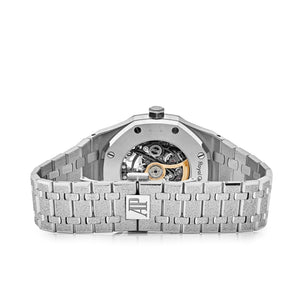 Audemars Piguet Royal Oak 15412BC.YG.1224BC.03 Double Balance Wheel Rainbow Bezel Frosted White Gold — foto 4