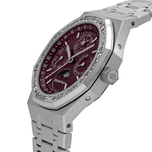 Audemars Piguet Royal Oak Perpetual Calendar 26598BC.ZZ.1220BC.01 'Qatar Edition' White Gold Burgundy Dial Diamond Bezel (2025) — foto 6