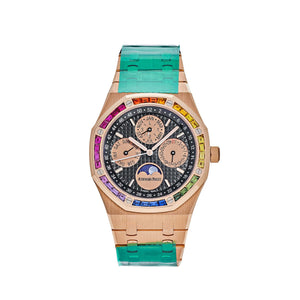 Audemars Piguet Royal Oak Perpetual Calendar 26614OR.YY.1220OR.01 Rose Gold Rainbow Bezel Black Dial Limited Edition of 20 — foto 1
