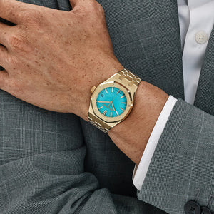 Audemars Piguet Royal Oak 15550BA.OO.1356BA.01 Yellow Gold Turquoise Stone Dial (2023) — foto 3