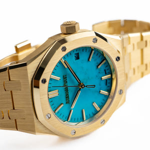 Audemars Piguet Royal Oak 15550BA.OO.1356BA.01 Yellow Gold Turquoise Stone Dial (2023) — foto 9