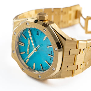 Audemars Piguet Royal Oak 15550BA.OO.1356BA.01 Yellow Gold Turquoise Stone Dial (2023) — foto 8
