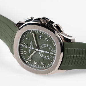 Patek Philippe Aquanaut 5968G-010 Chronograph White Gold Khaki Green Dial (2021) — foto 6