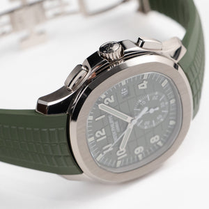 Patek Philippe Aquanaut 5968G-010 Chronograph White Gold Khaki Green Dial (2025) — foto 7