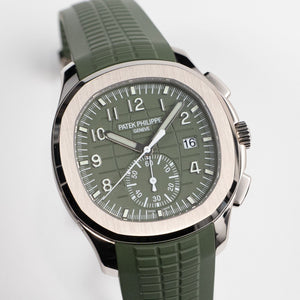 Patek Philippe Aquanaut 5968G-010 Chronograph White Gold Khaki Green Dial (2025) — foto 6