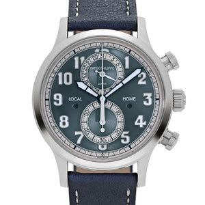 Patek Philippe Complications 5924G-001 Calatrava 'Pilot' Travel Time Flyback Chronograph White Gold Blue-Gray Dial (2025) — foto 3