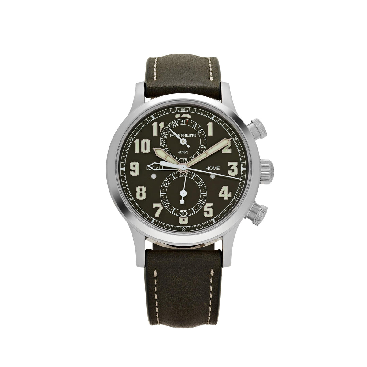 Patek Philippe Complications 5924G-010 Calatrava 'Pilot' Travel Time Chronograph White Gold Green Dial (2025)