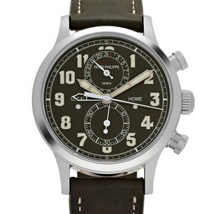 Patek Philippe Complications 5924G-010 Calatrava 'Pilot' Travel Time Chronograph White Gold Green Dial (2025) — foto 4