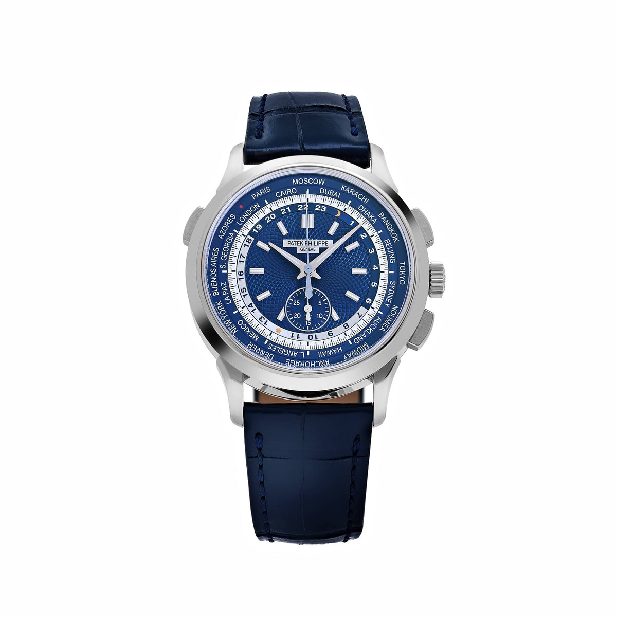Patek Philippe Complications 5930G-010 World Time Flyback Chronograph White Gold Blue Dial (2021)