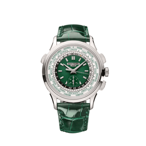 Patek Philippe Complications 5930P-001 World Time Flyback Chronograph Platinum Green Dial (2021) — foto 1
