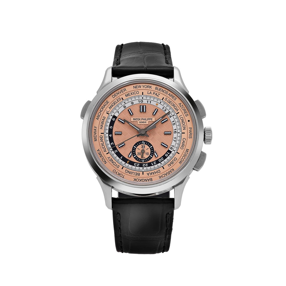 Patek Philippe Complications 5935A-001 World Time Chronograph Stainless Steel Opaline Salmon Dial (2023)