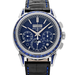 Patek Philippe Grand Complications 5271/11P-010 Perpetual Calendar Chronograph Platinum Baguette Sapphires — foto 4