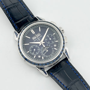 Patek Philippe Grand Complications 5271/11P-010 Perpetual Calendar Chronograph Platinum Baguette Sapphires — foto 5