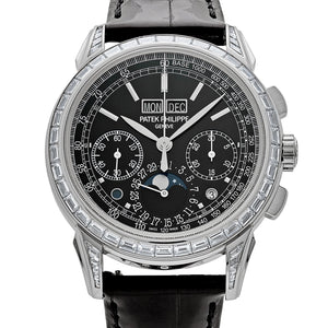Patek Philippe Grand Complications 5271P-001 Perpetual Calendar Platinum Black Dial Baguette Bezel — foto 5