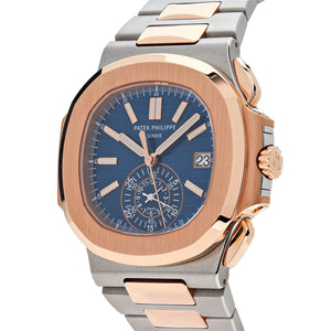 Patek Philippe Nautilus 5980/1AR-001 Chronograph Stainless Steel Rose Gold Blue Dial (2023) — foto 4