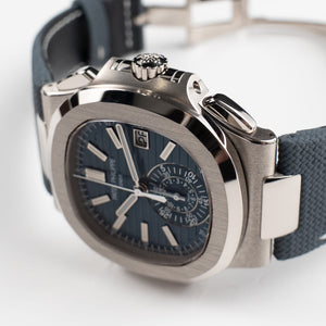 Patek Philippe Nautilus 5980/60G-001 'Denim' Flyback Chronograph White Gold Blue-Gray Dial (2025) — foto 8