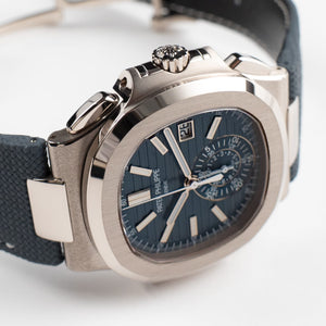Patek Philippe Nautilus 5980/60G-001 'Denim' Flyback Chronograph White Gold Blue-Gray Dial (2025) — foto 7
