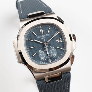 Patek Philippe Nautilus 5980/60G-001 'Denim' Flyback Chronograph White Gold Blue-Gray Dial (2025) — foto 6