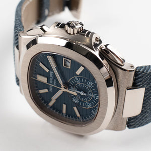 Patek Philippe Nautilus 5980/60G-001 'Denim' Flyback Chronograph White Gold Blue-Gray Dial (2026) — foto 6