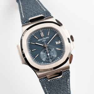 Patek Philippe Nautilus 5980/60G-001 'Denim' Flyback Chronograph White Gold Blue-Gray Dial (2026) — foto 5