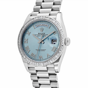 Rolex Day-Date 36 128396TBR Platinum Ice Blue Dial Diamond Bezel (2024) — foto 4