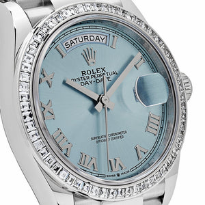 Rolex Day-Date 36 128396TBR Platinum Ice Blue Dial Diamond Bezel (2024) — foto 5