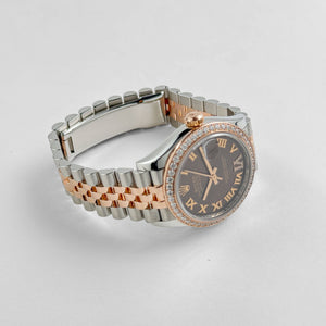 Rolex Datejust 31 278381RBR 'Ladies' Stainless Steel Rose Gold Brown Roman Numerals Diamond Dial Diamond Bezel Jubilee (2025) — foto 4