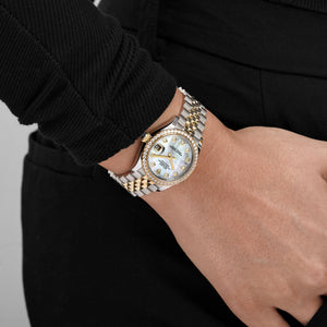 Rolex Datejust 31 278383RBR 'Ladies' Stainless Steel Yellow Gold Mother of Pearl Diamond Dial Diamond Bezel Jubilee (2026) — foto 3