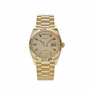 Rolex Day-Date 36 128238 Yellow Gold Diamond-Paved Rainbow Dial — foto 1