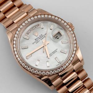Rolex Day-Date 36 128345RBR Rose Gold Mother of Pearl Diamond Bezel — foto 2