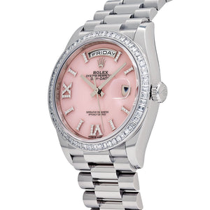 Rolex Day-Date 36 128396TBR Platinum Pink Opal Diamond Roman Numerals Dial Diamond Bezel — foto 4
