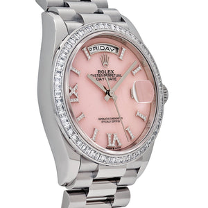 Rolex Day-Date 36 128396TBR Platinum Pink Opal Diamond Roman Numerals Dial Diamond Bezel — foto 5