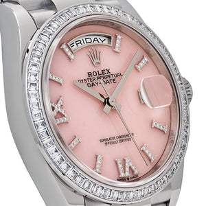 Rolex Day-Date 36 128396TBR Platinum Pink Opal Diamond Roman Numerals Dial Diamond Bezel — foto 6