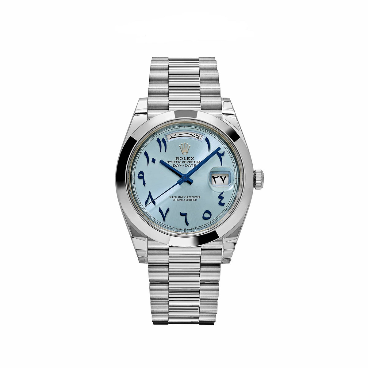 Rolex Day-Date 40 228206  Platinum Ice Blue Arabic Dial Smooth Dial